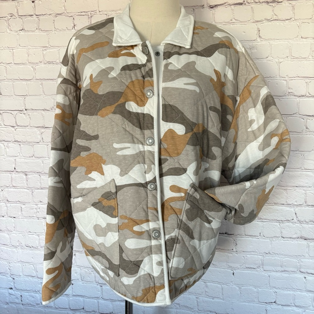 KENSIE Quilted Beige Camo Collared Chore Jacket--NWT--XL